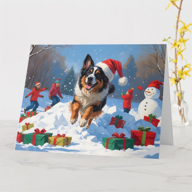 Belgische Schäferhütte Weihnachts-Schneeszene Karte (Gelbe Blume)