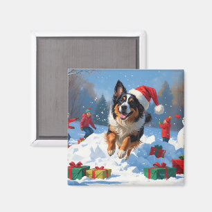 Belgische Schäferhütte Weihnachts-Schneeszene Magnet