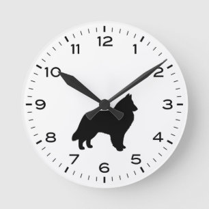Belgische Schafhund-Silhouette Runde Wanduhr