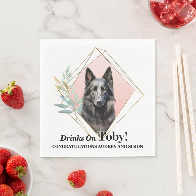 Belgische Schafhunde Hochzeit von Napkins mit Hund Serviette (Beispiel)