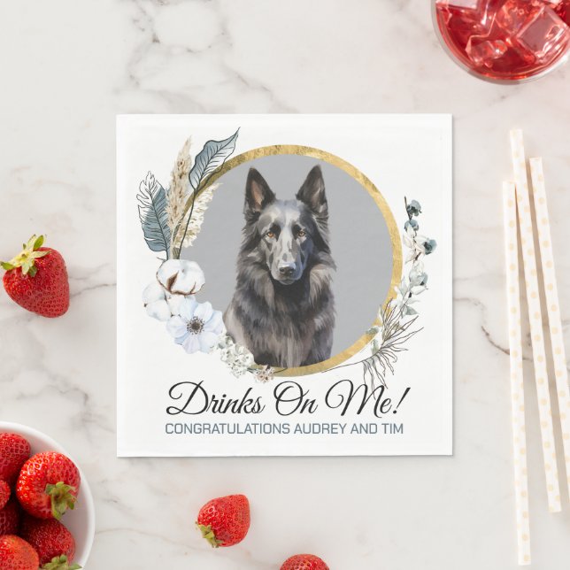 Belgische Schafhunde Hochzeit von Napkins mit Hund Serviette (Beispiel)