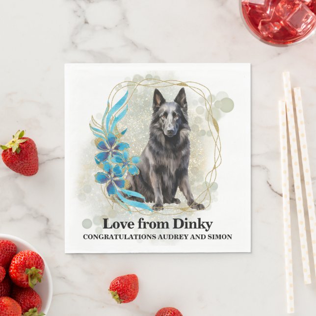 Belgische Schafhunde Hochzeit von Napkins mit Hund Serviette (Beispiel)
