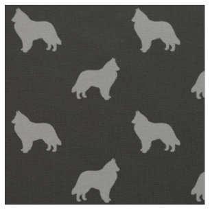 Belgische Schafhunde-Silhouetten Grau und Schwarz Stoff