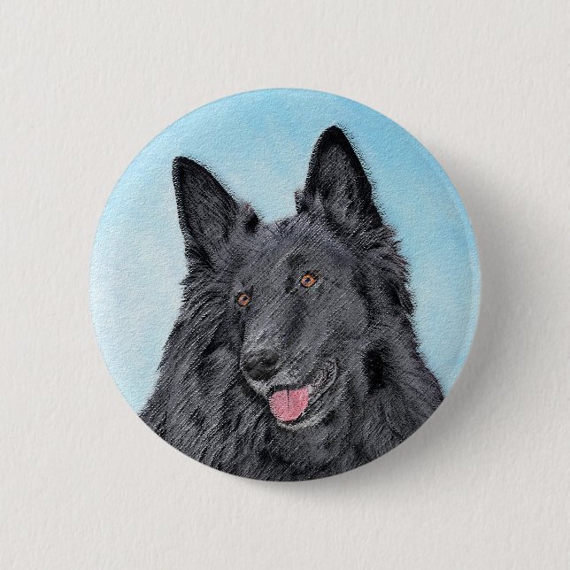 Belgische Schafhundemalerei - Niedliche Original H Button (Vorderseite)