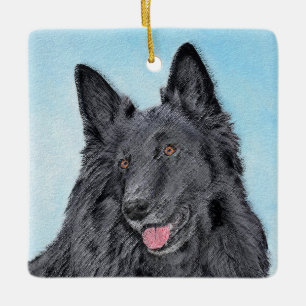 Belgische Schafhundemalerei - Niedliche Original H Keramikornament