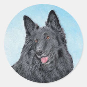 Belgische Schafhundemalerei - Niedliche Original H Runder Aufkleber