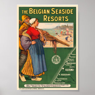 Belgische Seebäder Vintage Poster 1910
