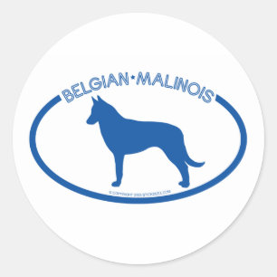 Belgische Silhouette Malinois Runder Aufkleber