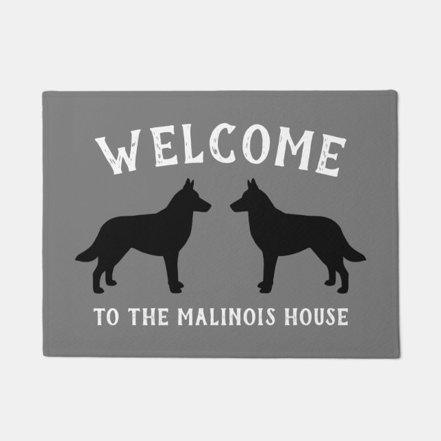 Belgische Silhouetten Malinois Fußmatte (Vorderseite)