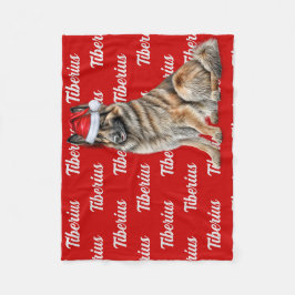 Belgische Tervuren auf Rot mit Namen Weihnachtshun Fleecedecke