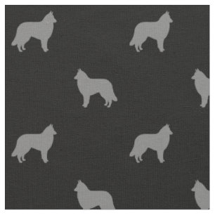 Belgische Tervuren Dog Silhouetten grau und schwar Stoff