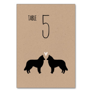 Belgische Tervuren Dog Silhouetten Hochzeitsempfan Tischnummer