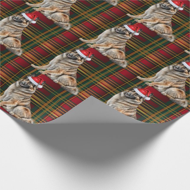 Belgische Tervuren Dog und Holiday Kariert Weihnac Geschenkpapier (Ecke)