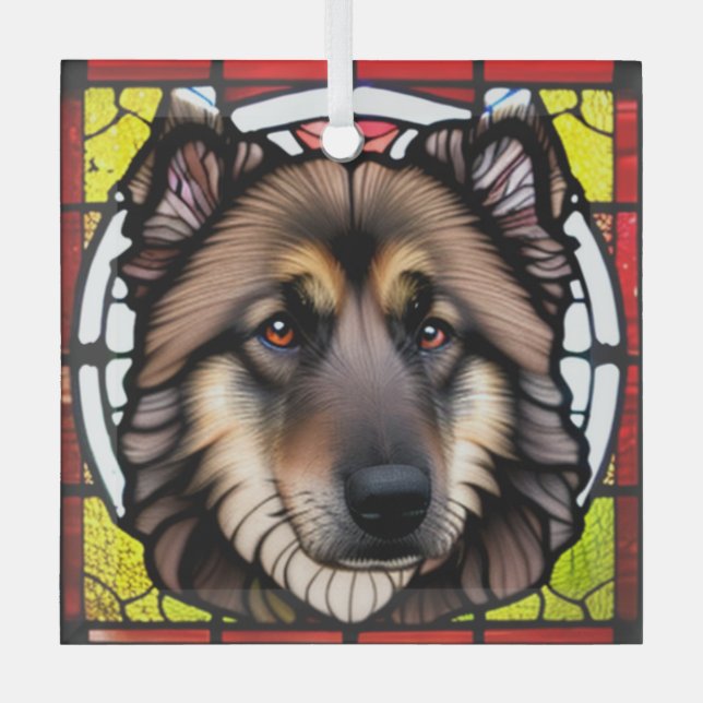 Belgische Tervuren ‚Hartglas‘ Ornament Aus Glas (Vorderseite)
