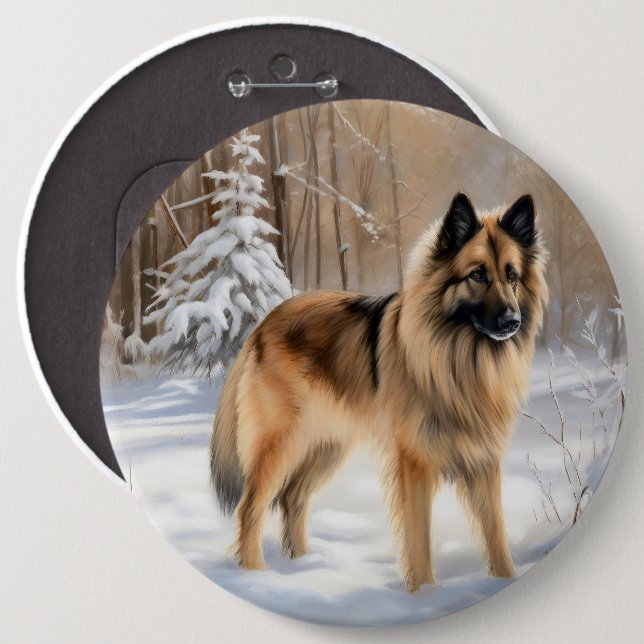 Belgische Tervuren lassen es Weihnachten Button (Vorne & Hinten)