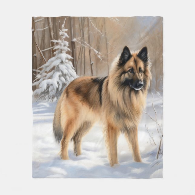 Belgische Tervuren lassen es Weihnachten Fleecedecke (Vorderseite)