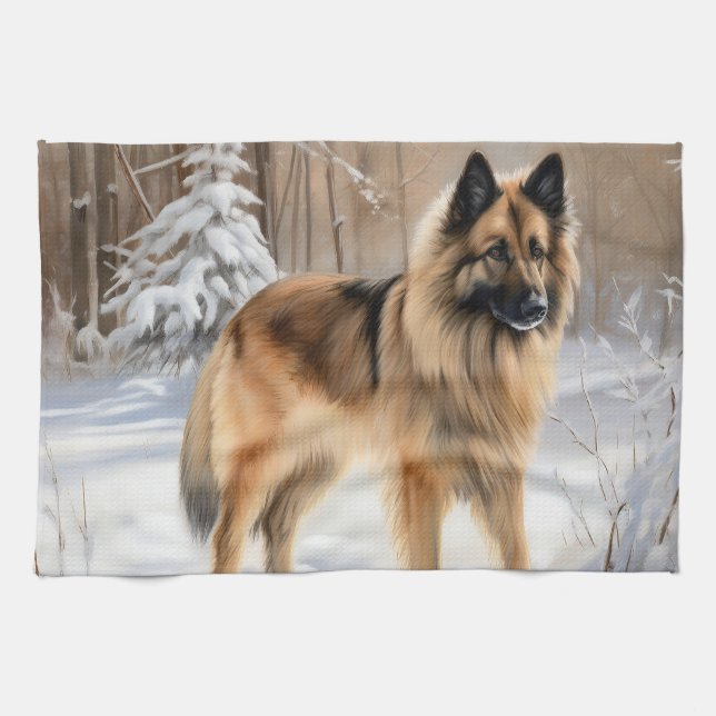 Belgische Tervuren lassen es Weihnachten Geschirrtuch (Horizontal)