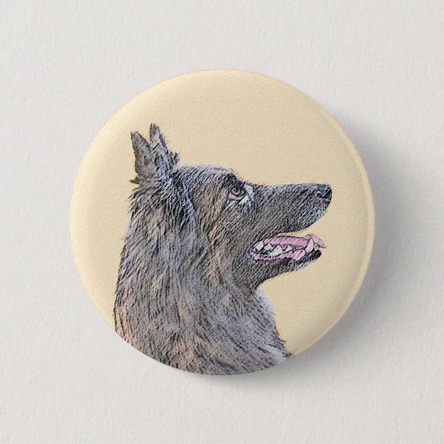 Belgische Tervuren Malerei - Niedliche Original Hu Button (Vorderseite)