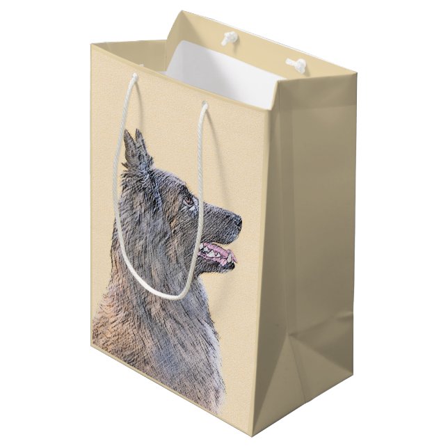 Belgische Tervuren Malerei - Niedliche Original Hu Mittlere Geschenktüte (Vorderseite Schrägansicht)