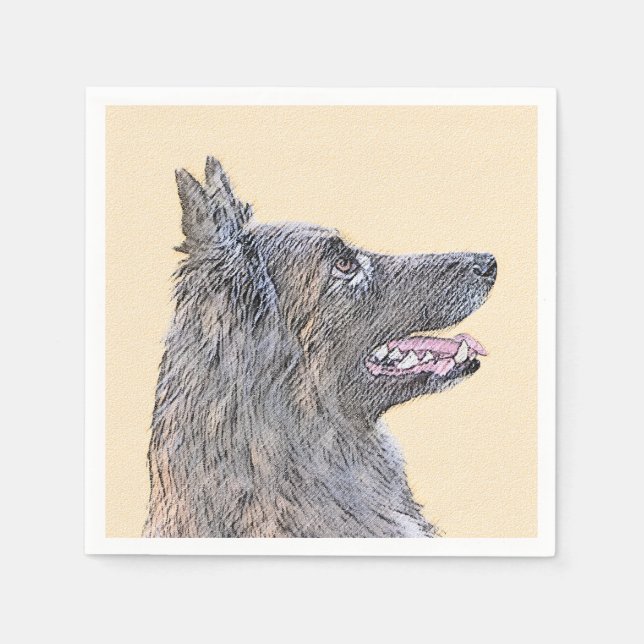 Belgische Tervuren Malerei - Niedliche Original Hu Serviette (Vorderseite)