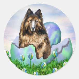 Belgische Tervuren Osteraufkleber Runder Aufkleber