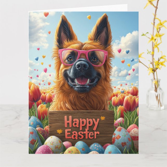 Belgische Tervuren Ostereier Karte (Gelbe Blume)