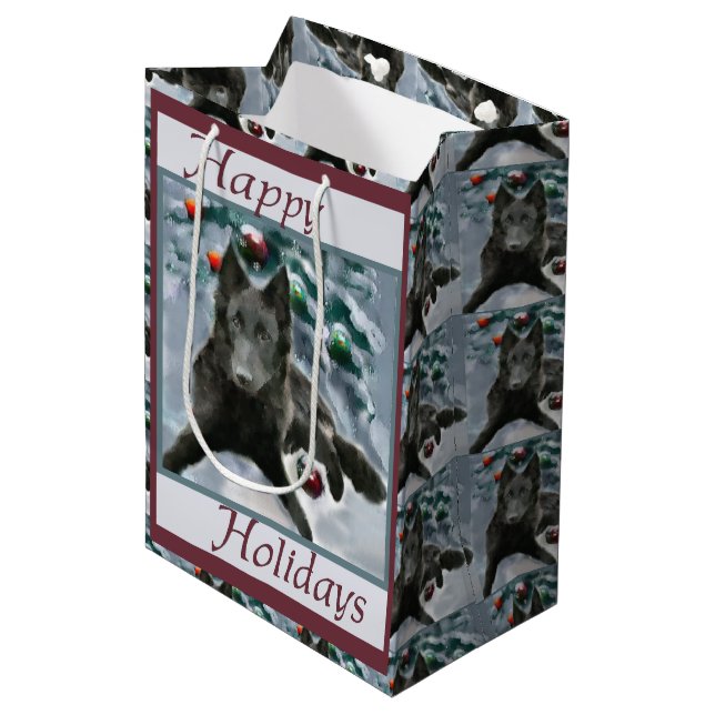 Belgische Weihnachtszeit Mittlere Geschenktüte (Vorderseite Schrägansicht)