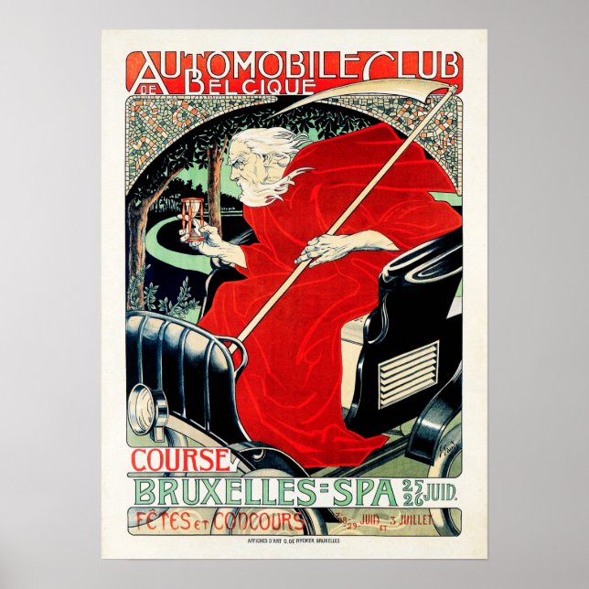 Belgischer Automobilclub Art Nouveau Georges Gaudy Poster (Vorne)