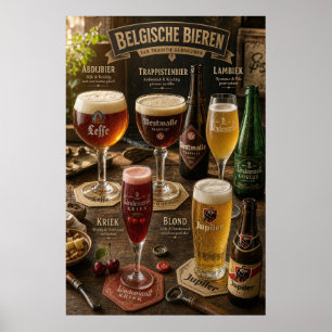 Belgischer Bierstile-Tavernenführer-Poster Poster