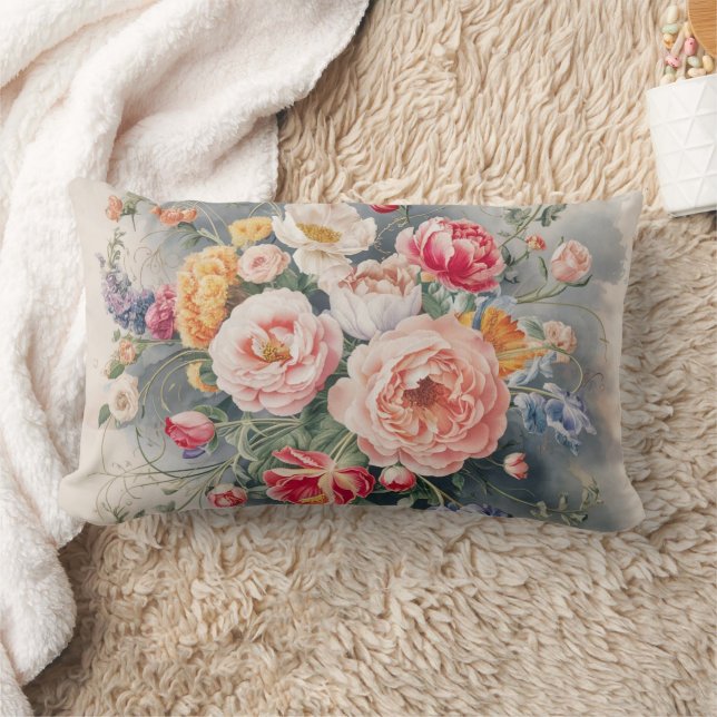 Belgischer Blumenkissendecker Lendenkissen (Decke)