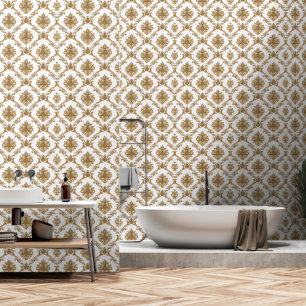 Belgischer Damast Gold auf weißem Design Tapete
