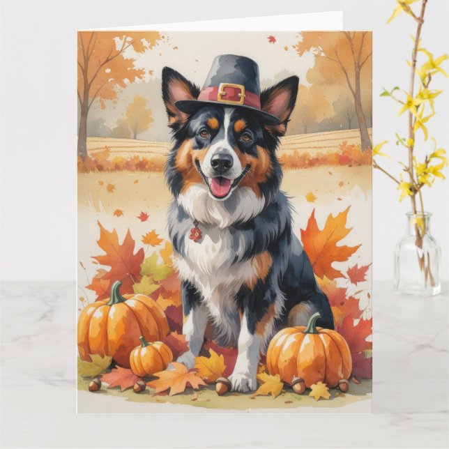 Belgischer Hirte im Herbst hinterlässt Erntedank K Karte (Gelbe Blume)