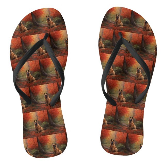 Belgischer Hirte im Herbst Leaves Fall Inspiriert Flip Flops (Fußbett)