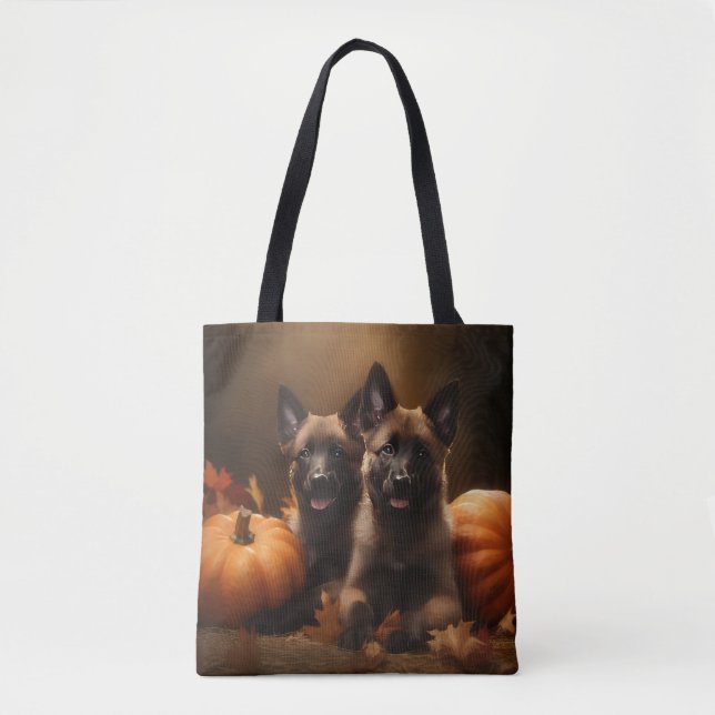 Belgischer Hirte Welpe Herbst Kürbis Tasche (Vorderseite)
