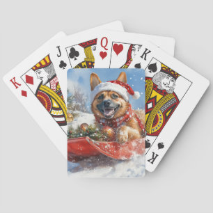 Belgischer Malinoi im Schlitten Lass es schneien W Spielkarten