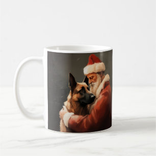 Belgischer Malinoi mit festlichem Weihnachtsmann W Kaffeetasse