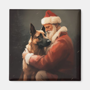 Belgischer Malinoi mit Santa Claus Weihnachtsfest Magnet