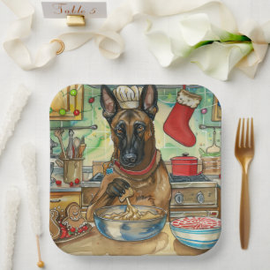 Belgischer Malinoi Weihnachtsbäckerei: Festliches  Pappteller