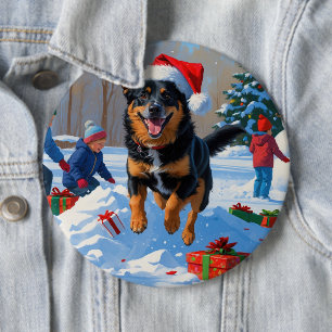 Belgischer Malinoi-Weihnachtsfest-Schneeszene Button