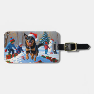 Belgischer Malinoi-Weihnachtsfest-Schneeszene Gepäckanhänger