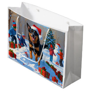 Belgischer Malinoi-Weihnachtsfest-Schneeszene Große Geschenktüte