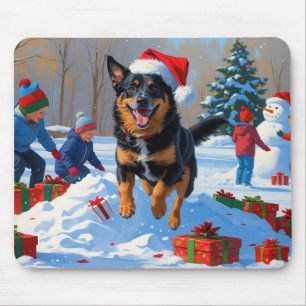 Belgischer Malinoi-Weihnachtsfest-Schneeszene Mousepad