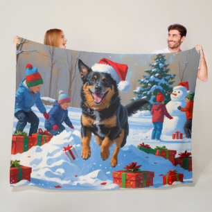 Belgischer Malinoi Weihnachtsfestliche Schneeszene Fleecedecke