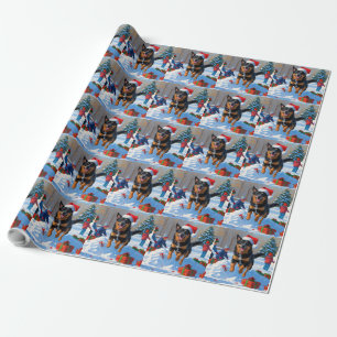Belgischer Malinoi Weihnachtsfestliche Schneeszene Geschenkpapier