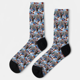 Belgischer Malinoi Weihnachtsfestliche Schneeszene Socken