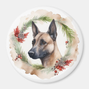 Belgischer Malinoi Weihnachtskranz Festiver Hund Magnet