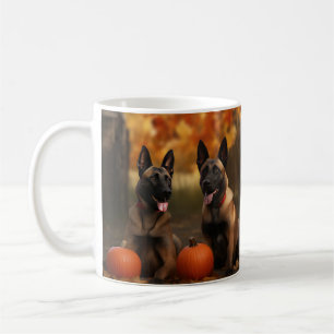 Belgischer Malinoi-Welpe Herbstfreude Kürbis Kaffeetasse