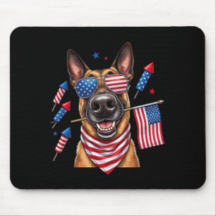 Belgischer Malinois Amerikanische USA-Flagge Memor Mousepad