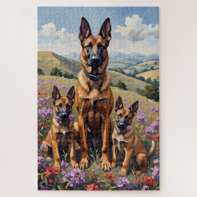 Belgischer Malinois Heather Field Kunst (Vertikal)
