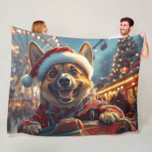 Belgischer Malinois-Hund Achterbahn Weihnachten  Fleecedecke